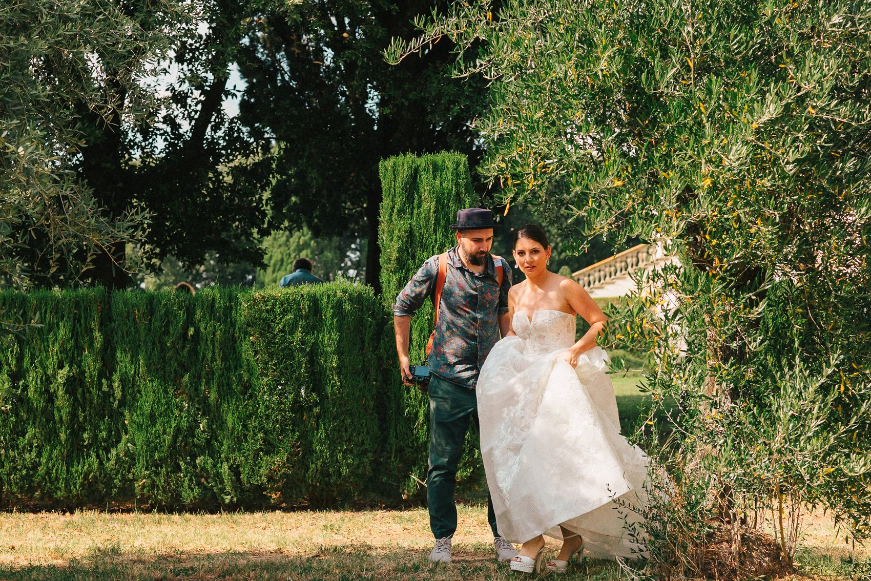 Magic helping a bride during an Italian wedding portrait session