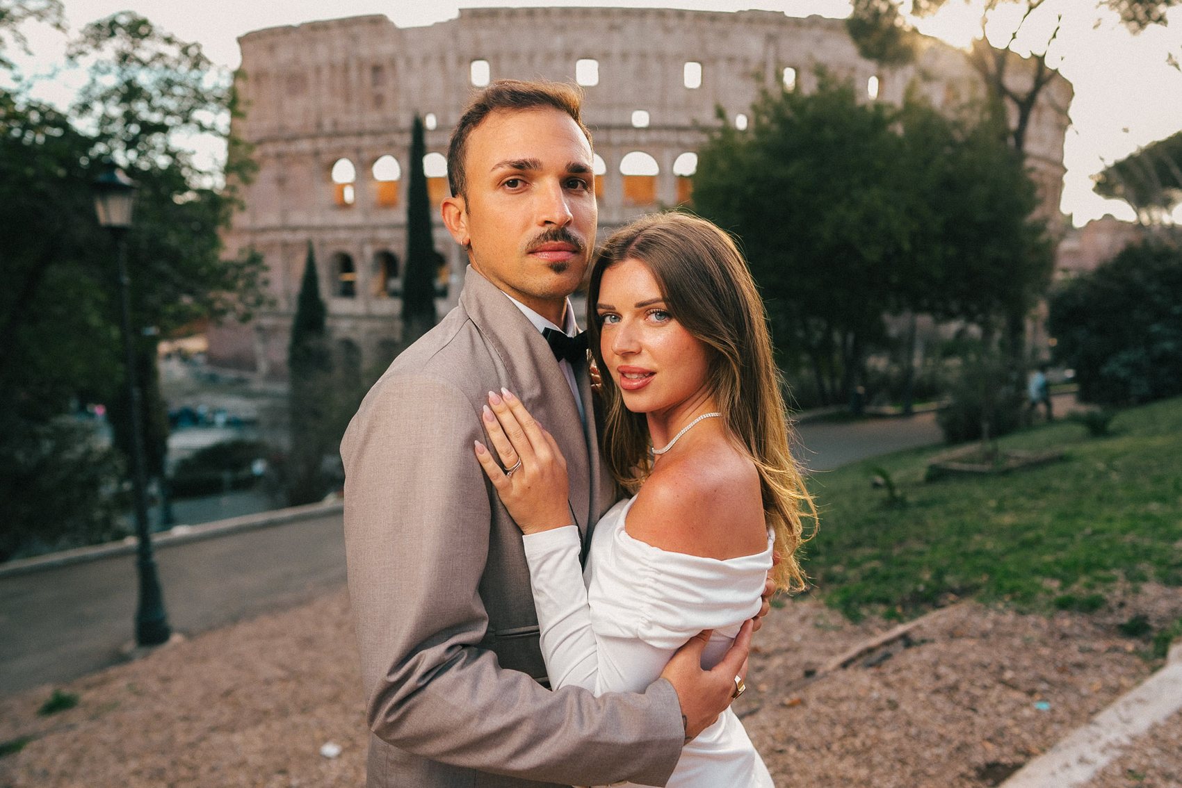 Couple portrait with Florence in the distance